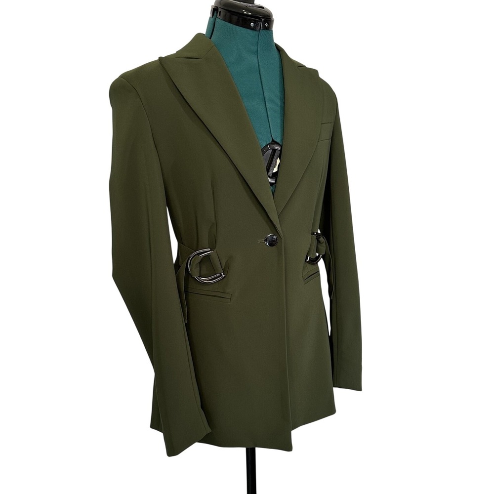LITA by Ciara Blazer Womens XS Olive Green Belted D-Ring Jacket Made Italy LS7-1 - Picture 5 of 12